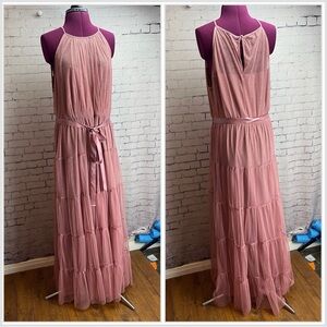 Chic Pink Sleeveless Maxi Dress